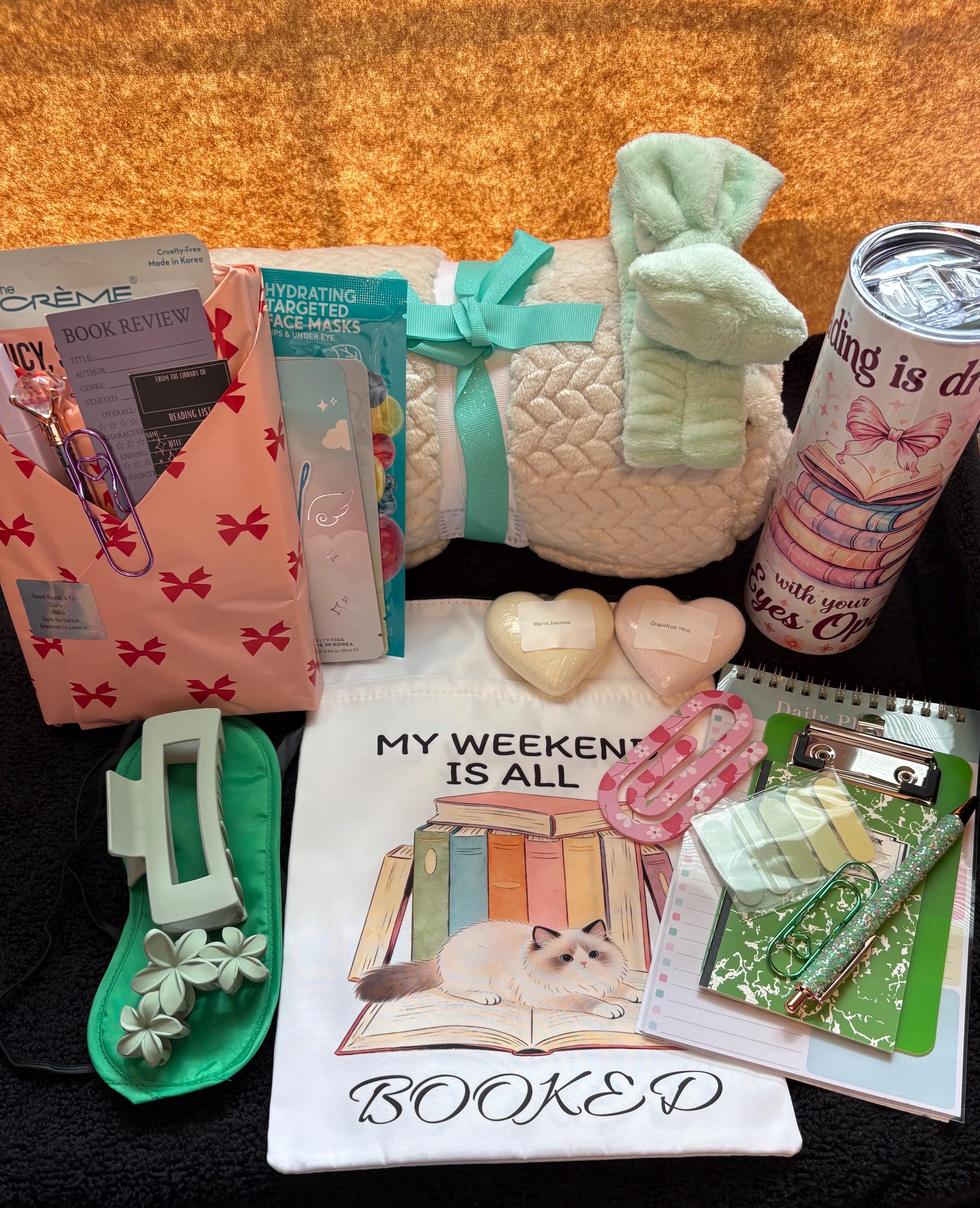 Cozy Romance Book Box | Blind Date with a Book Bundle + Spa Relaxation Kit, 16-18 Items