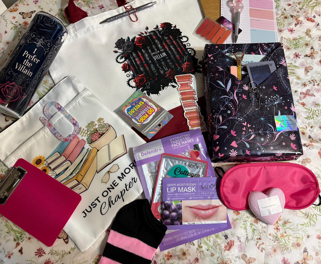 Book Lover Gift Box | Reading Gift Set with Custom Tumbler, Book Sleeve & 18-20 Bookish Accessories