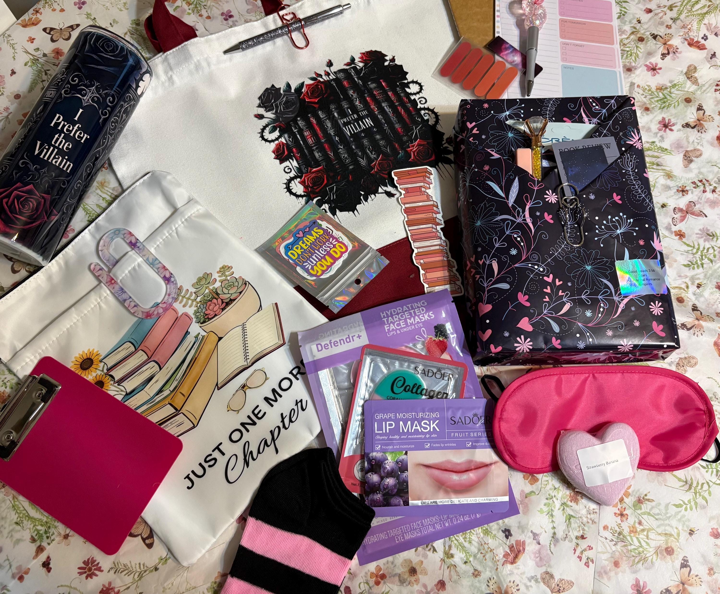 Book Lover Gift Box | Reading Gift Set with Custom Tumbler, Book Sleeve & 18-20 Bookish Accessories