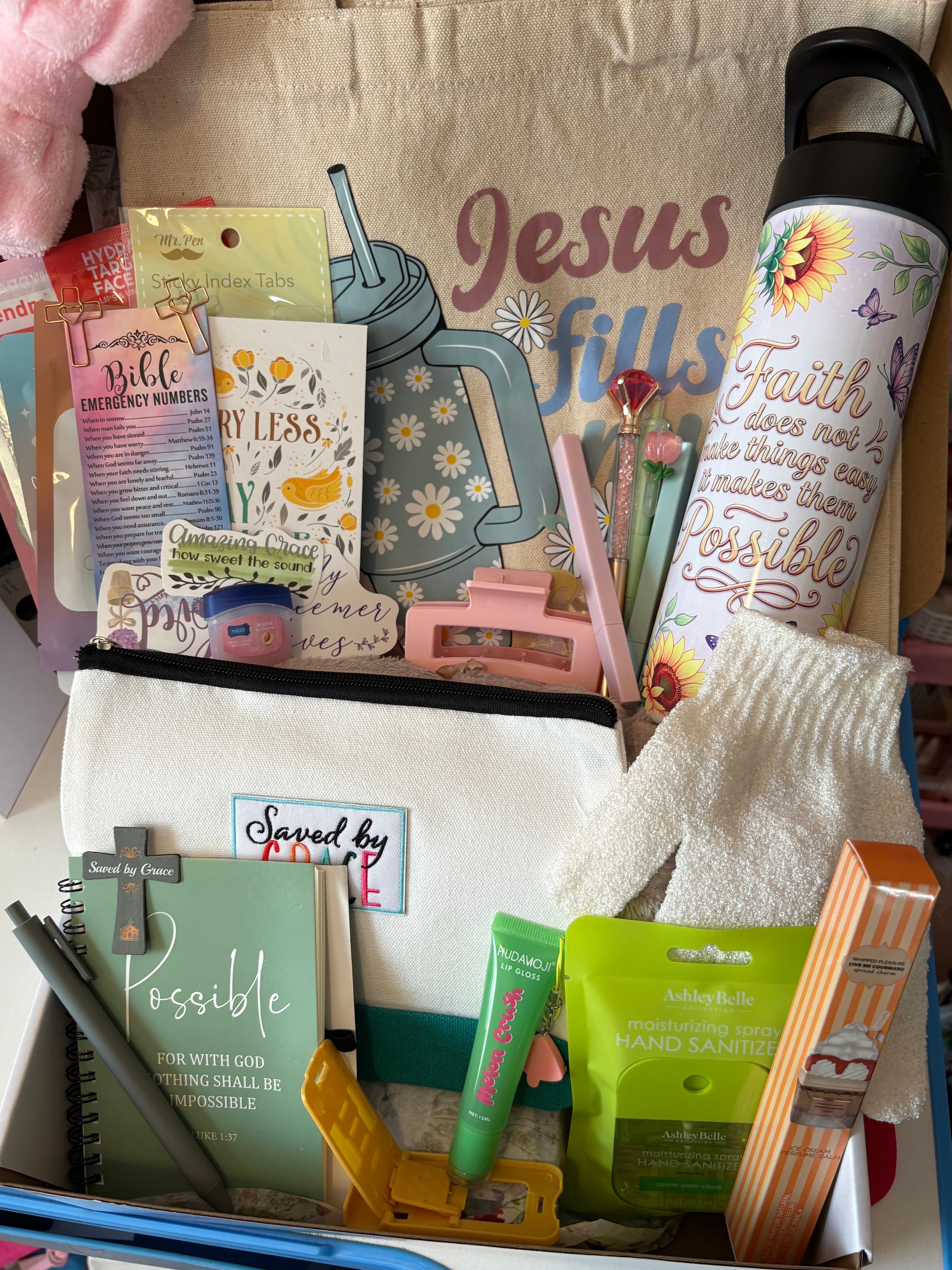 Cozy Faith Deluxe Gift Bundle | Blind Date with a Faith Book, Bible Verse Tumbler, Tote & Fuzzy Blanket
