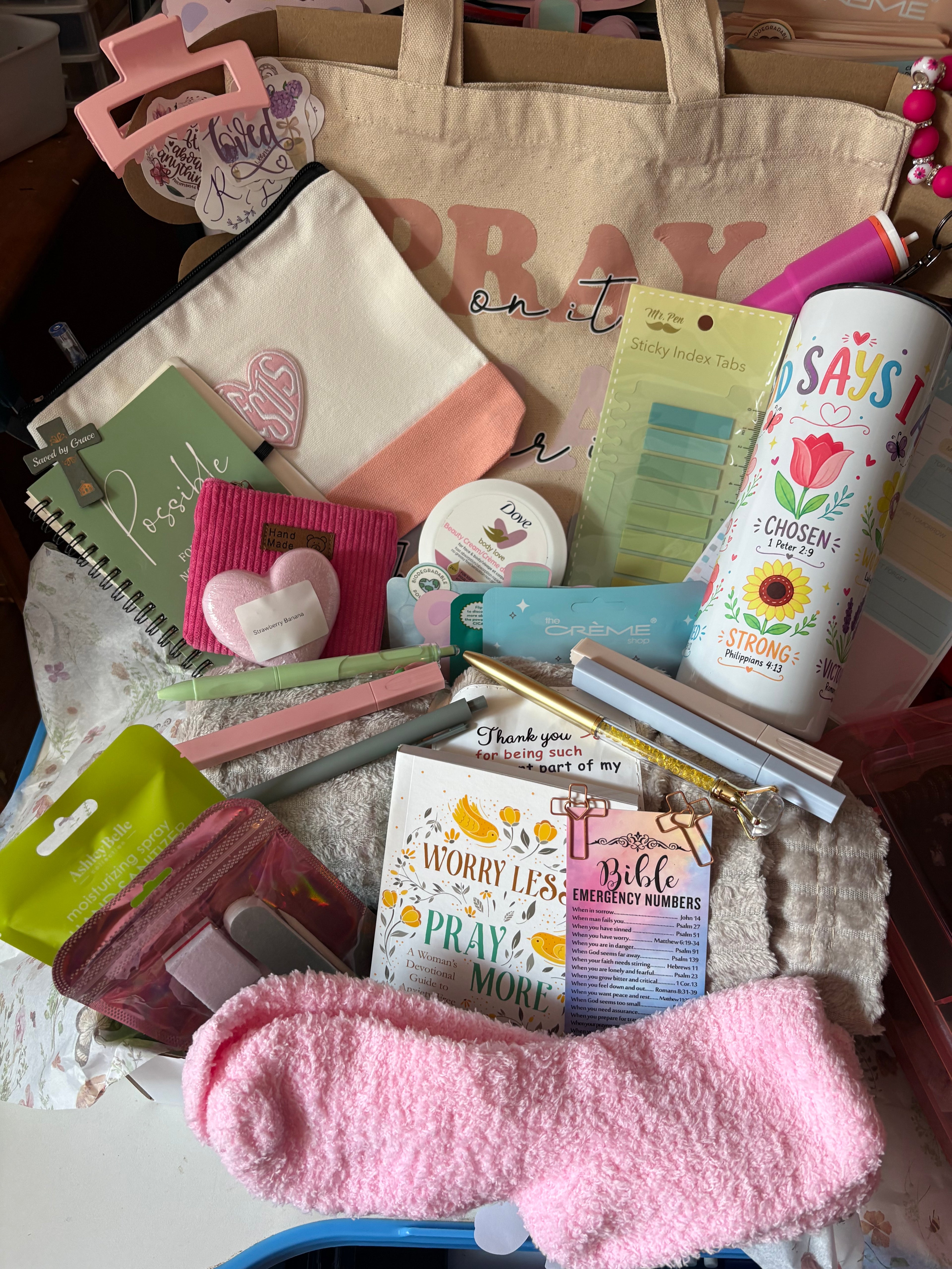 Cozy Faith Deluxe Gift Bundle | Blind Date with a Faith Book, Bible Verse Tumbler, Tote & Fuzzy Blanket