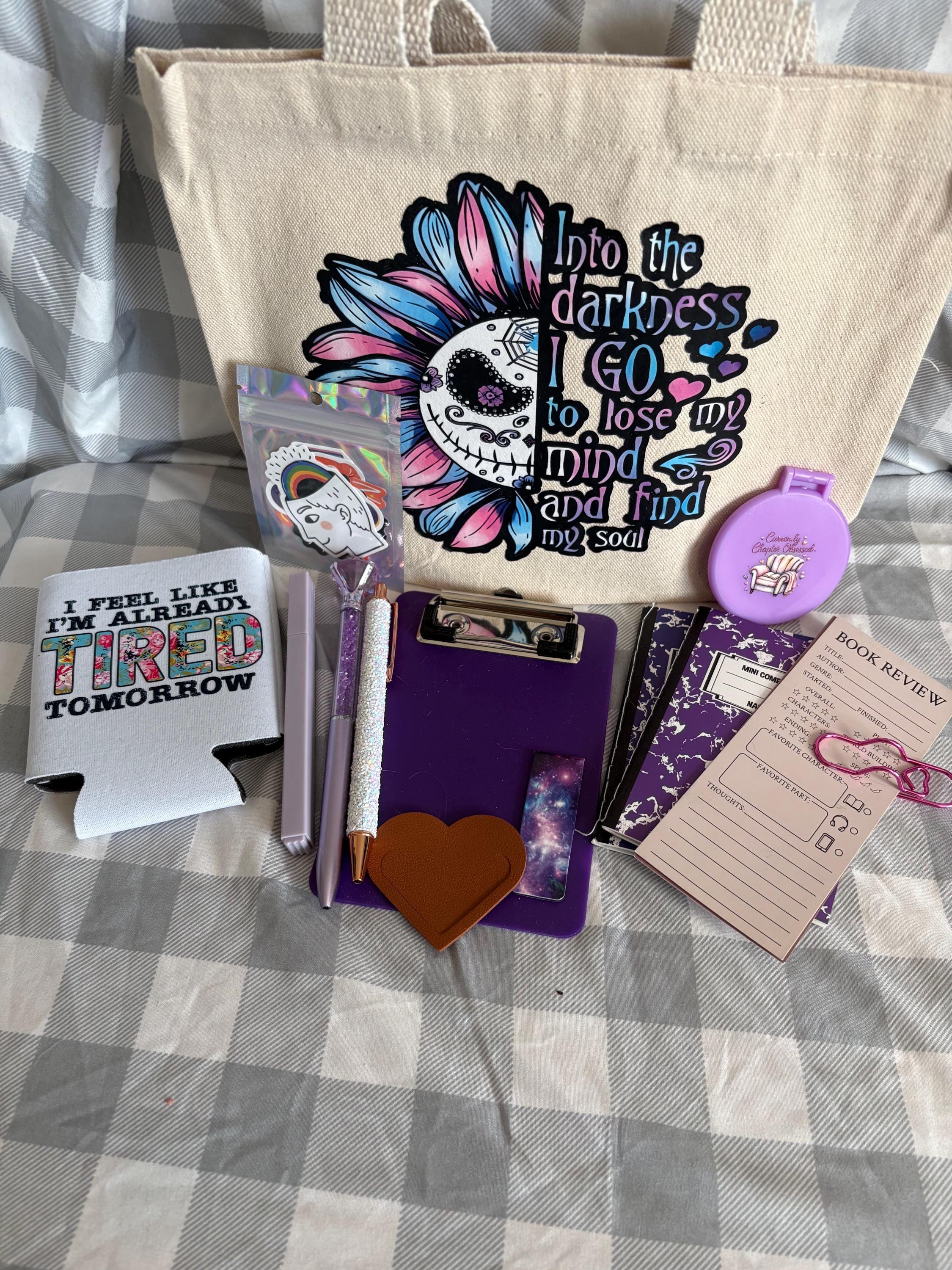 Mini Book Lover's Box | 8-10 Bookish Accessories in a Canvas Tote — Affordable Gift for Readers