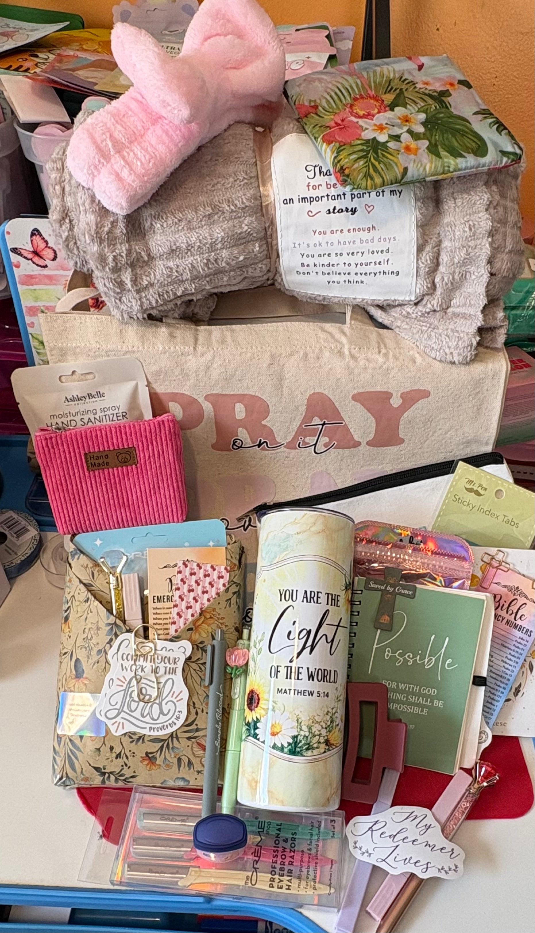 Cozy Faith Deluxe Gift Bundle | Blind Date with a Faith Book, Bible Verse Tumbler, Tote & Fuzzy Blanket