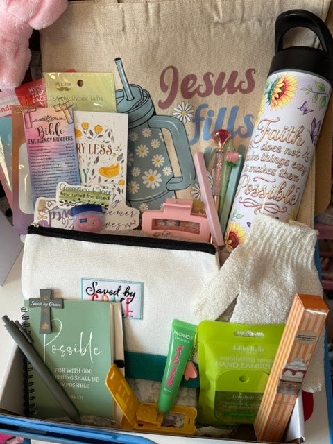Faith Study Christian Gift Bundle | Bible Verse Tote, Tumbler & 20 Inspirational Items for Women