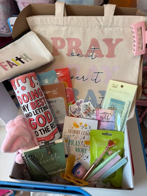 Faith Study Christian Gift Bundle | Bible Verse Tote, Tumbler & 20 Inspirational Items for Women