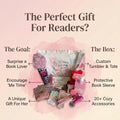 Book Lover Gift Box | Reading Gift Set with Custom Tumbler, Book Sleeve & 18-20 Bookish Accessories