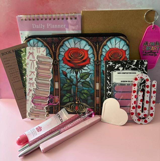 Mini Book Lover's Box | 8-10 Bookish Accessories in a Canvas Tote — Affordable Gift for Readers