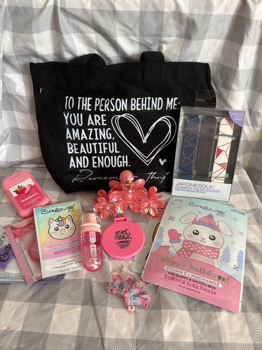 Mini Spa Self Care Gift Set | Pampering Gift for Women with 8-10 Spa Items in Canvas Tote